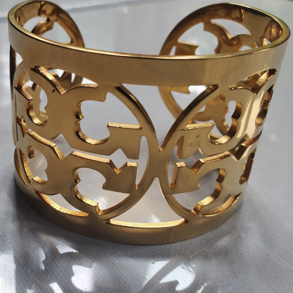 Tory Burch Large Gold Logo Cuff Bracelet